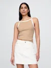 Gap Modern Apron Neck Tank Top In Khaki Tan & White Stripe