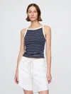 Gap Modern Apron Neck Tank Top In White And Navy Blue Stripe
