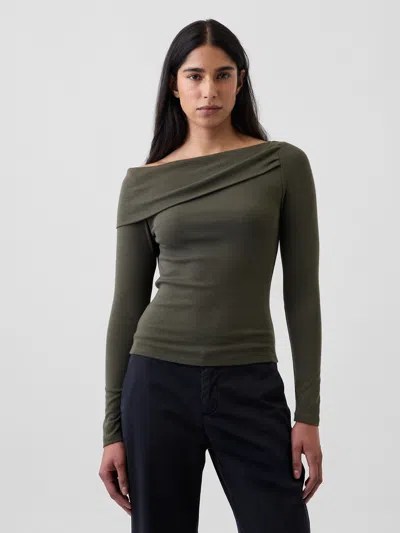Gap Modern Asymmetrical T-shirt In Bamboo Green