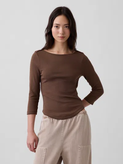 Gap Modern Boatneck T-shirt In Cool Brown