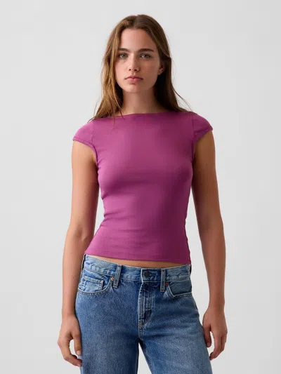 Gap Modern Boatneck T-shirt In Deep Dahlia Purple