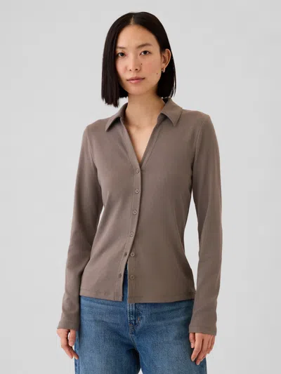 Gap Modern Cardigan Shirt In Plymouth Rock Brown