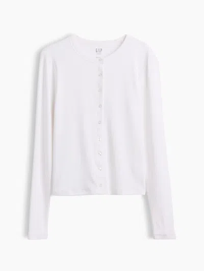 Gap Modern Crewneck Cardigan In Fresh White