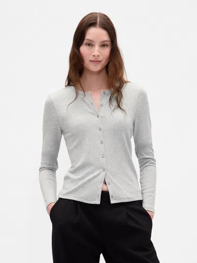 Gap Modern Crewneck Cardigan In Gray