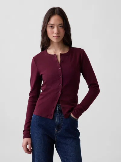 Gap Modern Crewneck Cardigan In Noir Red