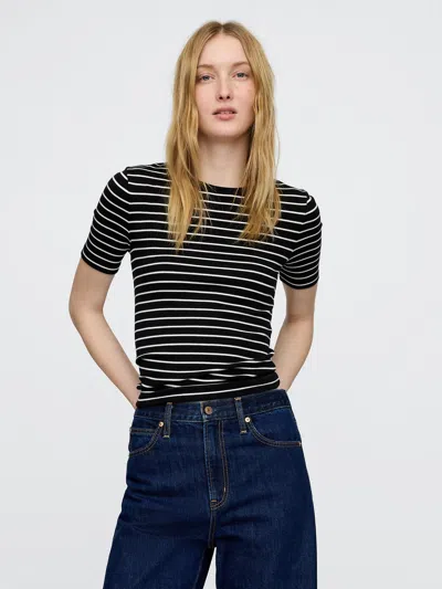 Gap Modern Crewneck T-shirt In Black And White Stripe