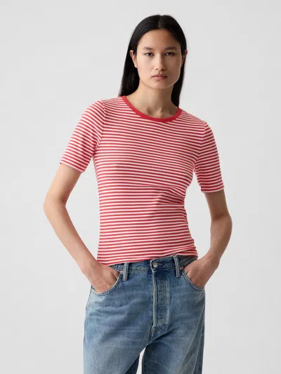 Gap Modern Crewneck T-shirt In Red & White Stripe