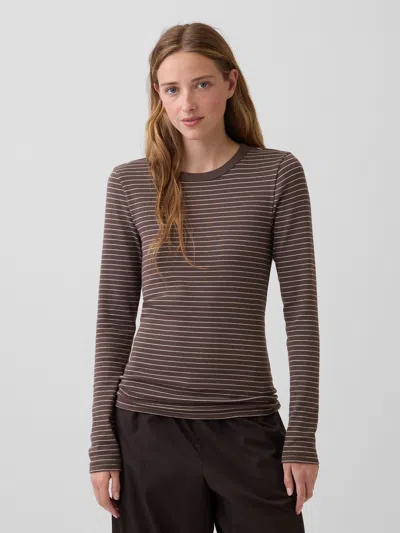 Gap Modern Crewneck T-shirt In Brown Stripe