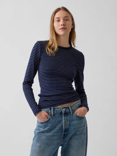 Gap Modern Crewneck T-shirt In Navy Blue Stripe