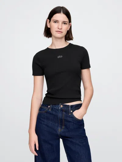 Gap Modern Cropped Logo T-shirt In Black
