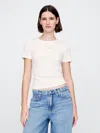 Gap Modern Cropped Logo T-shirt In Off White