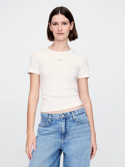 Gap Modern Cropped Logo T-shirt In Off White