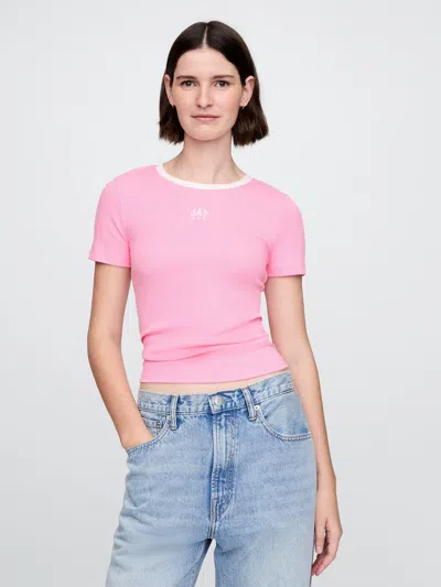 Gap Modern Cropped Logo T-shirt In Parisian Pink