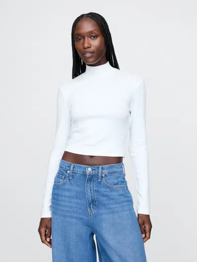 Gap Modern Cropped Mockneck Shirt In Off White