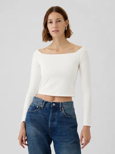 Gap Modern Cropped Off-shoulder T-shirt In Off White