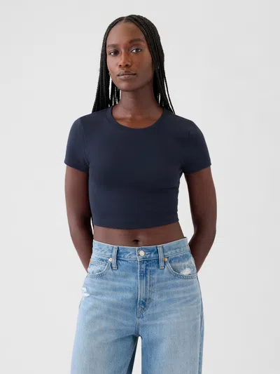 Gap Modern Cropped T-shirt In Navy Blue