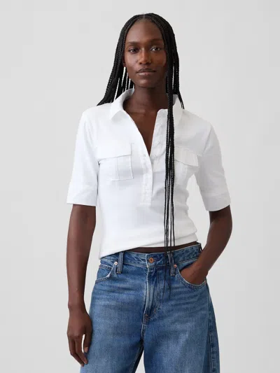 Gap Modern Elbow-sleeve Utility T-shirt In White