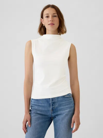 Gap Modern Funnel-neck Ruched Tank Top In Off White
