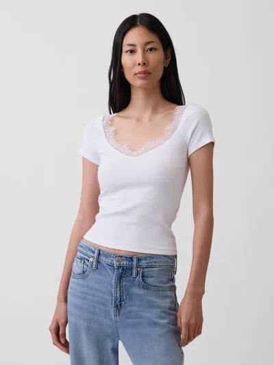 Gap Modern Lace-trim Top In White