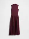 Gap Modern Mockneck Mixed Media Maxi Dress In Red