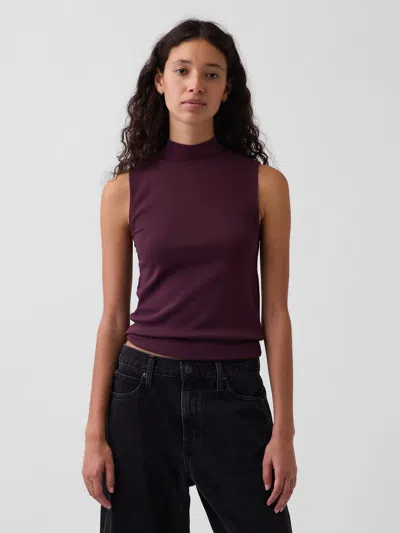 Gap Modern Mockneck Tank Top In Bordeaux Purple