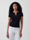 Gap Modern Rib Button-front Crew T-shirt In Black