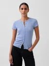 Gap Modern Rib Button-front Crew T-shirt In Blue