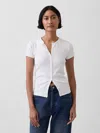 Gap Modern Rib Button-front Crew T-shirt In White