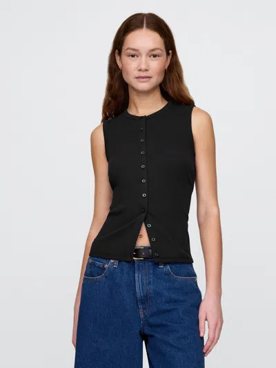 Gap Modern Rib Cardigan Vest In Black