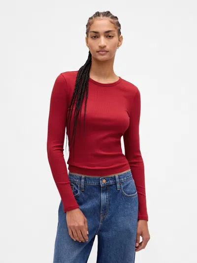 Gap Modern Rib Crop T-shirt In Brown