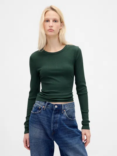 Gap Modern Rib Crop T-shirt In Green