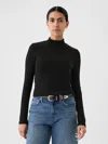 Gap Modern Rib Cropped Mockneck Shirt In Black