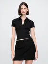 Gap Modern Rib Cropped Polo Shirt Shirt In Black