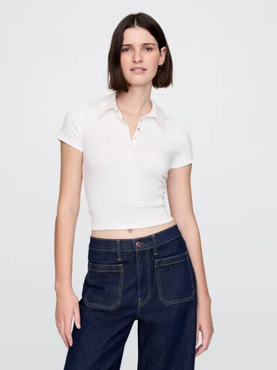 Gap Modern Rib Cropped Polo Shirt Shirt In Off White