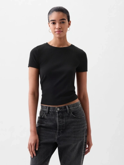 Gap Modern Rib Cropped T-shirt In Black