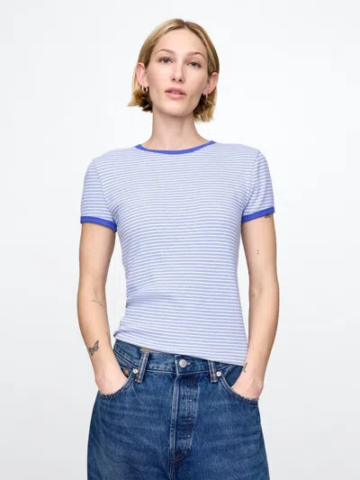 Gap Modern Rib Cropped T-shirt In Blue Stripe