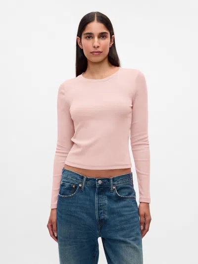 Gap Modern Puff Sleeve Rib T-shirt In Misty Rose Pink