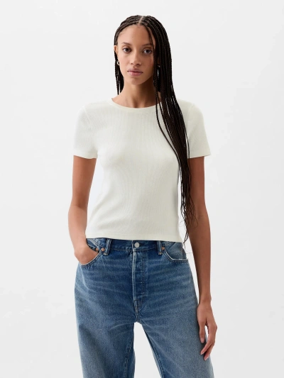 Gap Modern Rib Cropped T-shirt In Off White