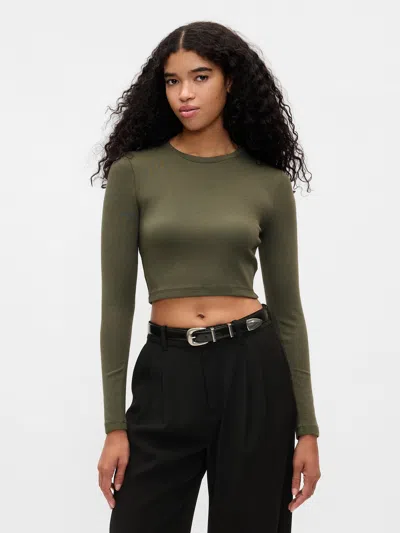 Gap Modern Rib Cropped T-shirt In Olive Green