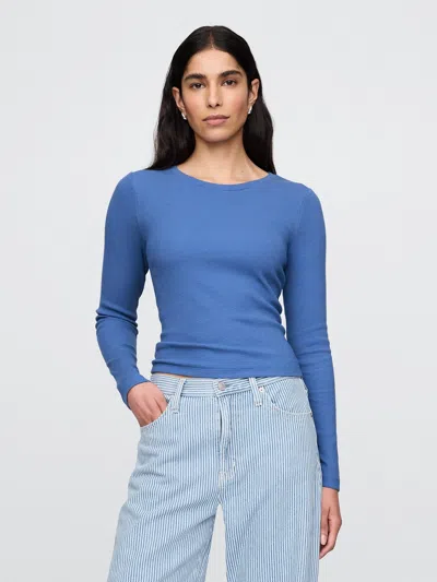 Gap Modern Rib Cropped T-shirt In Peninsula Blue