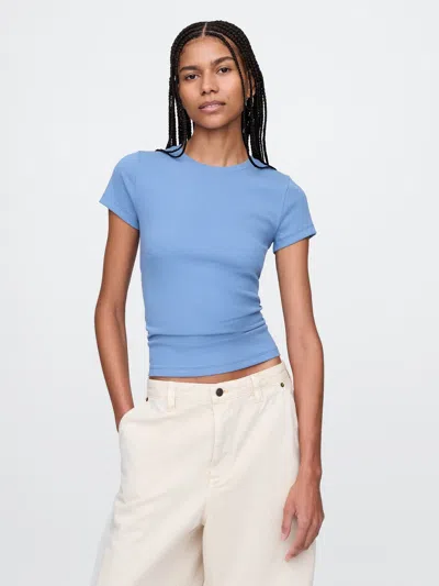 Gap Modern Rib Cropped T-shirt In Soft Cornflower Blue