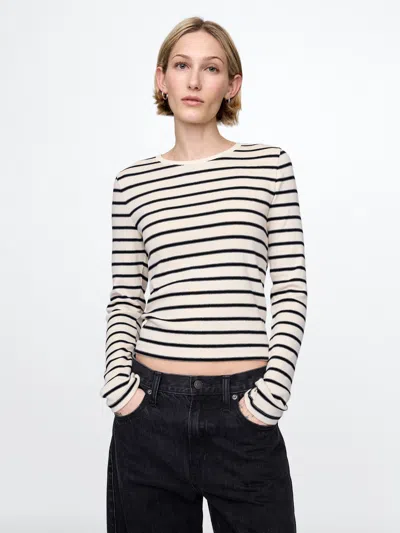 Gap Modern Rib Cropped T-shirt In White And Black Stripe