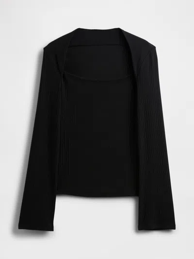 Gap Modern Rib Envelope-neck Top In Black
