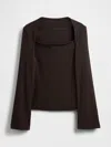Gap Modern Rib Envelope-neck Top In Brown