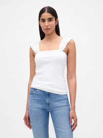 Gap Modern Rib Flutter Tank Top In White