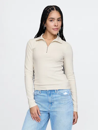 Gap Modern Rib Half-zip Pullover In Chino Beige