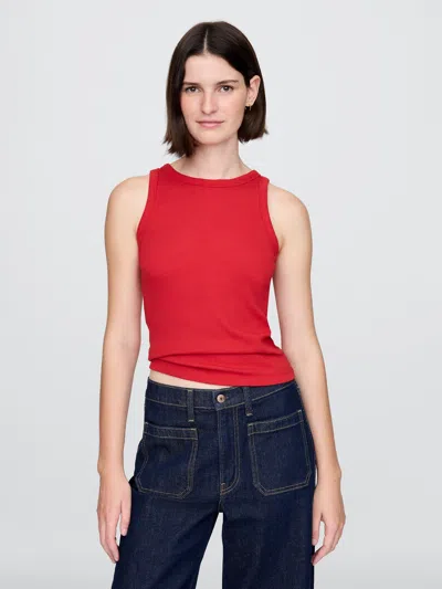 Gap Modern Rib Halter Tank Top In Tomato Sauce Red