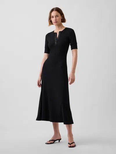 Gap Modern Rib Henley Maxi Dress In Black