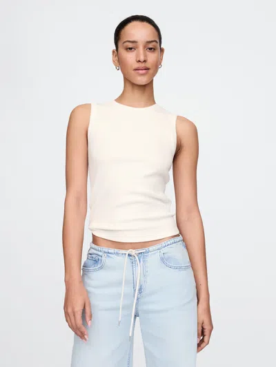 Gap Modern Rib High Neck Top In Off White