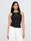 Gap Modern Rib Logo Halter Top In Black